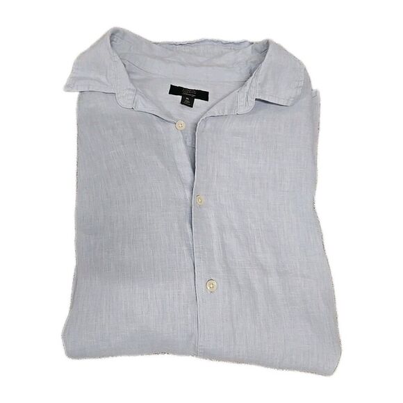 Club Room Luxury 100% Linen Button Down Long Sleeve Shirt Light Blue Men's Sz XL - Picture 8 of 8